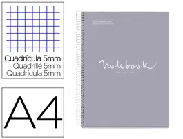 Miquelrius Notebook Emotions Cuaderno Espiral DIN A4, Tapa Forrada, 80 Hojas 90 g/m², Cuadro 5 mm, Microperforado