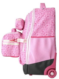 MILAN DISEÑO Kit de mochila con ruedas, bolsa isotérmica y portatodos doble Pink Flowers