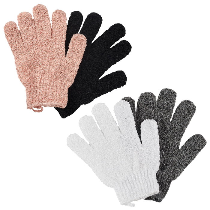 Cosmetic Club Juego de 2 Guantes Exfoliantes para Ducha y Belleza, Talla Única, Lavables y Reutilizables