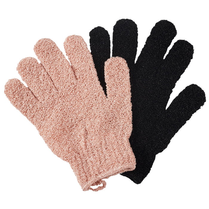 Cosmetic Club Juego de 2 Guantes Exfoliantes para Ducha y Belleza, Talla Única, Lavables y Reutilizables