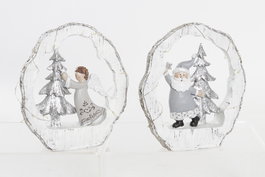 DKD Home Decor Figura de Resina con LED, Pack de 2 Unidades Surtidas