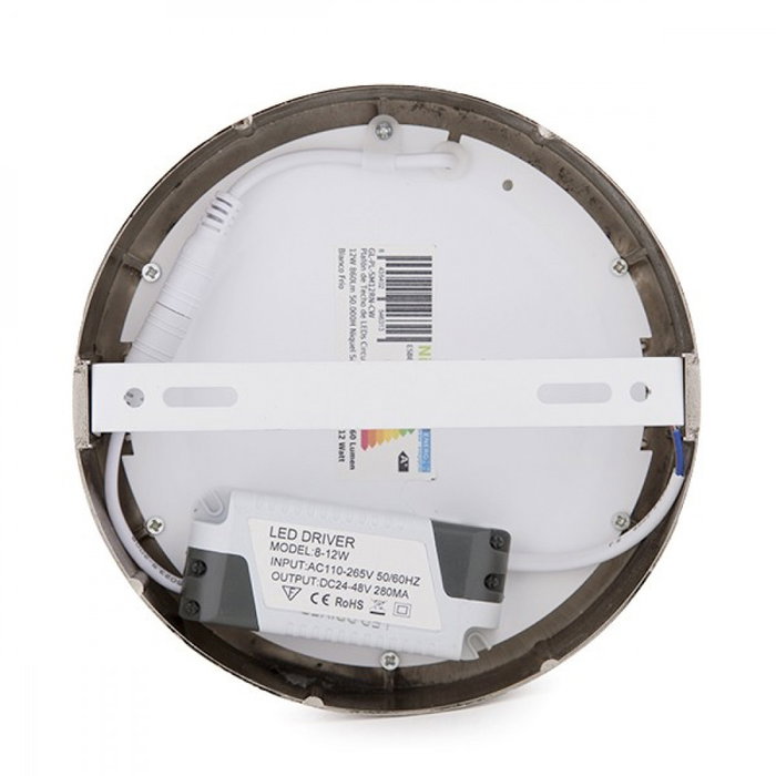 Plafón LED 12W 1200Lm 6000K Circular Níquel Satinado