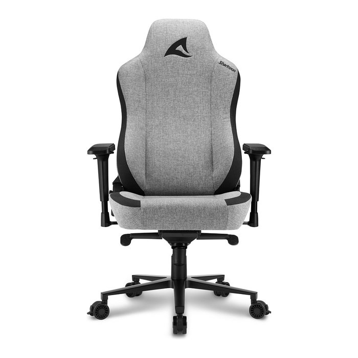 Sharkoon SKILLER SGS40 Silla Gamer Ergonómica con Respaldo y Asiento Acolchados en Tela, Reposabrazos 4D y Reposacabezas, Gris/Negro, Hasta 150 kg