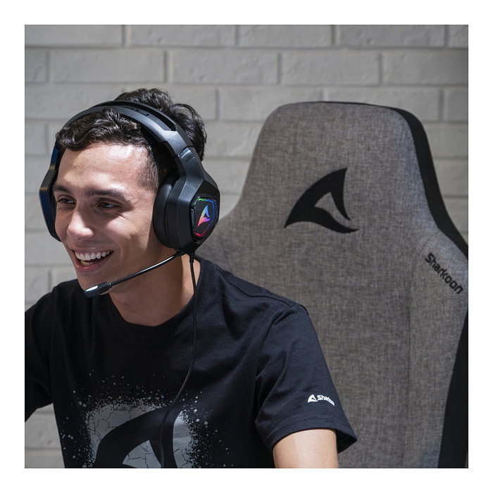 Sharkoon SKILLER SGS40 Silla Gamer Ergonómica con Respaldo y Asiento Acolchados en Tela, Reposabrazos 4D y Reposacabezas, Gris/Negro, Hasta 150 kg