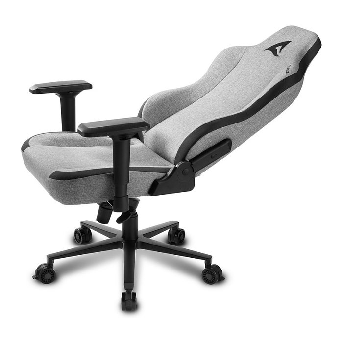 Sharkoon SKILLER SGS40 Silla Gamer Ergonómica con Respaldo y Asiento Acolchados en Tela, Reposabrazos 4D y Reposacabezas, Gris/Negro, Hasta 150 kg