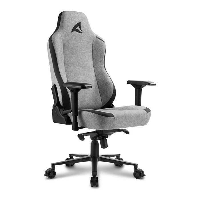 Sharkoon SKILLER SGS40 Silla Gamer Ergonómica con Respaldo y Asiento Acolchados en Tela, Reposabrazos 4D y Reposacabezas, Gris/Negro, Hasta 150 kg