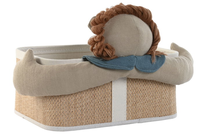 DKD Home Decor Set de 2 Cestas de Fibra Trenzada y Algodón Natural y Verde