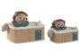 DKD Home Decor Set de 2 Cestas de Fibra Trenzada y Algodón Natural y Verde
