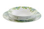 DKD Home Decor Vajilla Navidad Alpina Porcelana Verde Blanco Set 18 Piezas 27 x 2 x 27 cm