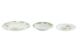 DKD Home Decor Vajilla Navidad Alpina Porcelana Verde Blanco Set 18 Piezas 27 x 2 x 27 cm