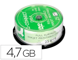 Q-connect DVD-R con superficie 100% imprimible para inkjet, 4,7GB, 16x, 25 unidades