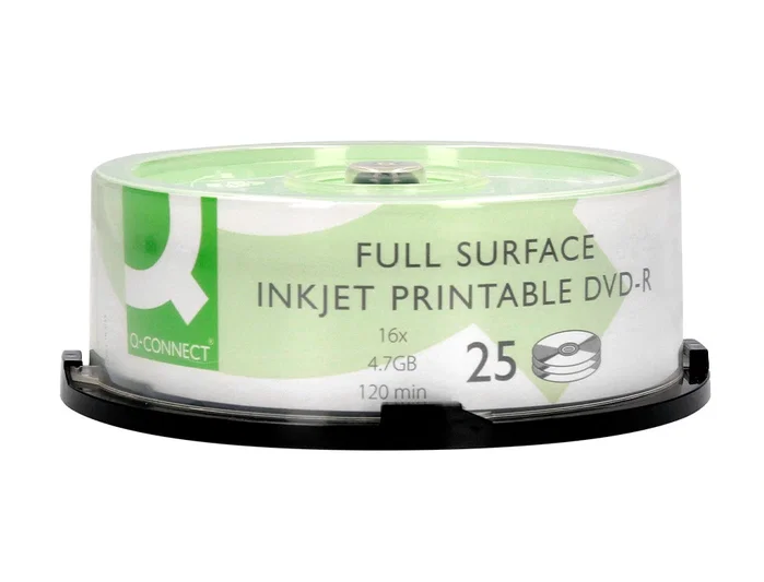Q-connect DVD-R con superficie 100% imprimible para inkjet, 4,7GB, 16x, 25 unidades