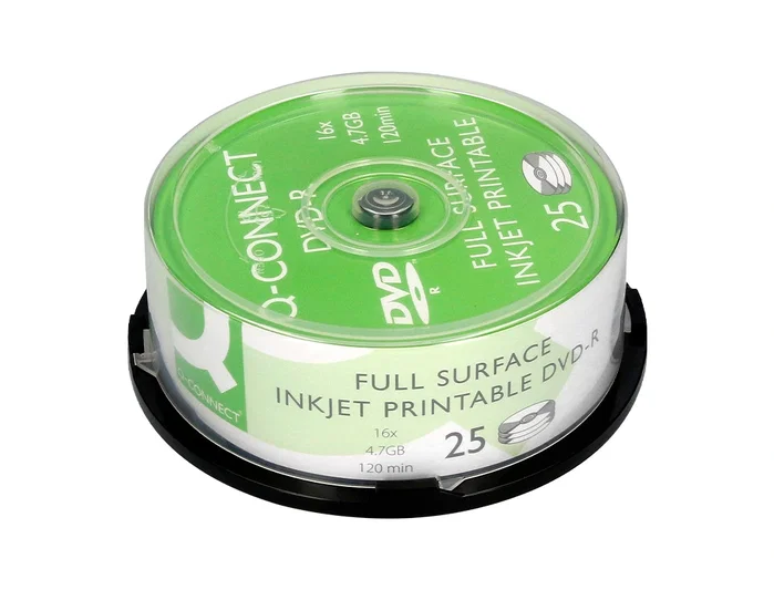 Q-connect DVD-R con superficie 100% imprimible para inkjet, 4,7GB, 16x, 25 unidades