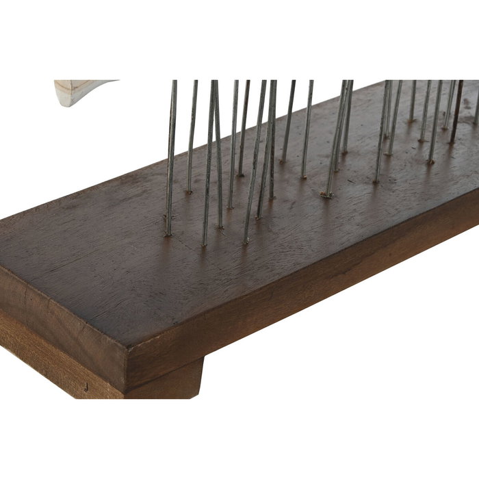 DKD Home Decor Decoración de Peces en Madera y Metal Blanco