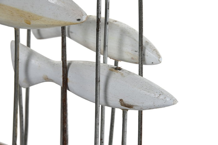 DKD Home Decor Decoracion Blanco Marron Madera Metal 45 x 45 x 100 cm Hecho a Mano