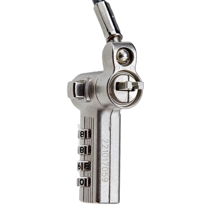 StarTech UNIVCS-LAPTOP-LOCK Cable Antirrobo/Candado Universal para Portátil 3 en 1 (K-Slot/Nano/Noble Wedge) con Combinación Serializada, Cable Acero 2m, Negro/Plata