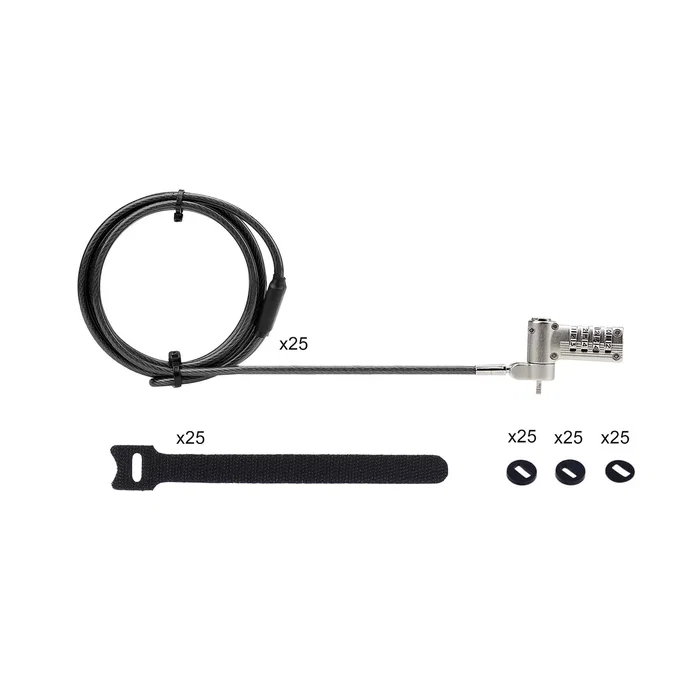 StarTech UNIVCS-LAPTOP-LOCK Cable Antirrobo/Candado Universal para Portátil 3 en 1 (K-Slot/Nano/Noble Wedge) con Combinación Serializada, Cable Acero 2m, Negro/Plata