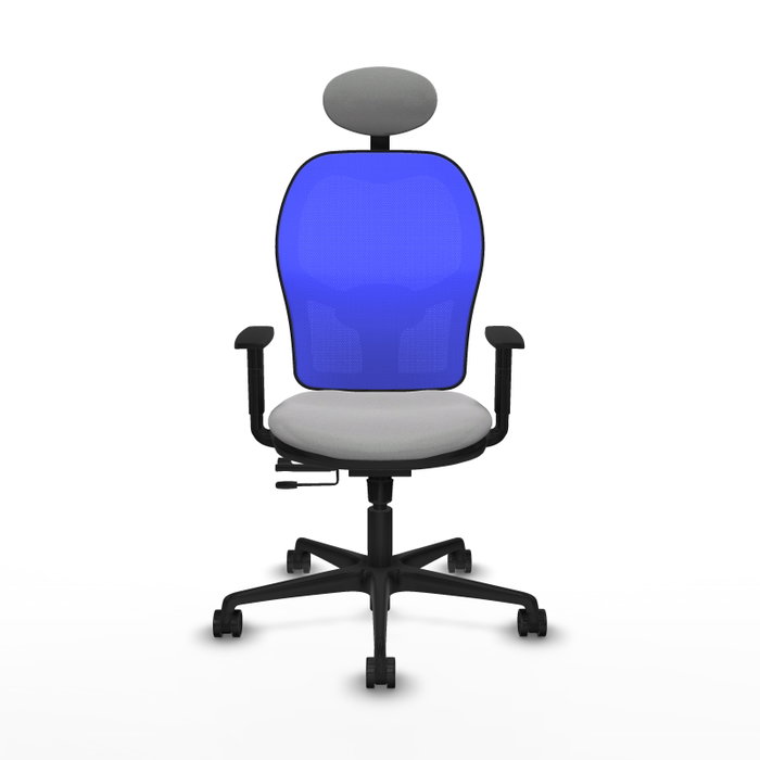 PIQUERAS Y CRESPO Silla de oficina Jorquera con mecanismo Sincro/Traslack, Gris claro y Azul