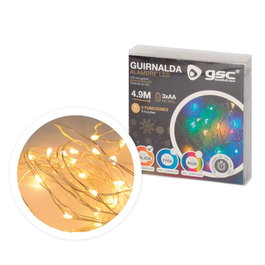 Bambasy Guirnalda de alambre LED 4,9M con 8 funciones y luz cálida