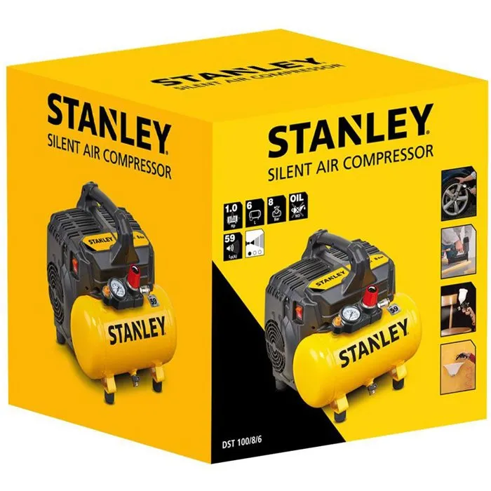 Stanley Compresor de Aire Horizontal Silencioso 6 L 1 HP Stanley Compresor de Aire Horizontal Silencioso 6 L 1 HP