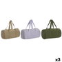 DKD Home Decor Set de 3 Bolsos de Viaje de Algodón y EVA, Colores Surtidos Beige, Verde y Lila