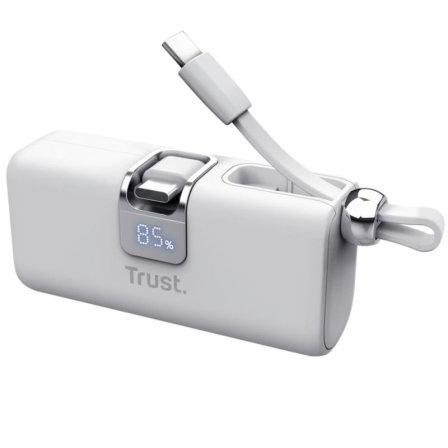 Trust Powerbank 26105, Batería Externa 5000mAh, Carga Rápida 18W, Color Blanco
