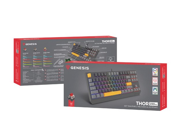 Genesis Thor 230 TKL Anchor Gray Teclado Mecánico QWERTY Español RGB Outemu Red Hot-Swap Genesis Thor 230 TKL Anchor Gray Teclado Mecánico QWERTY Español RGB Outemu Red Hot-Swap