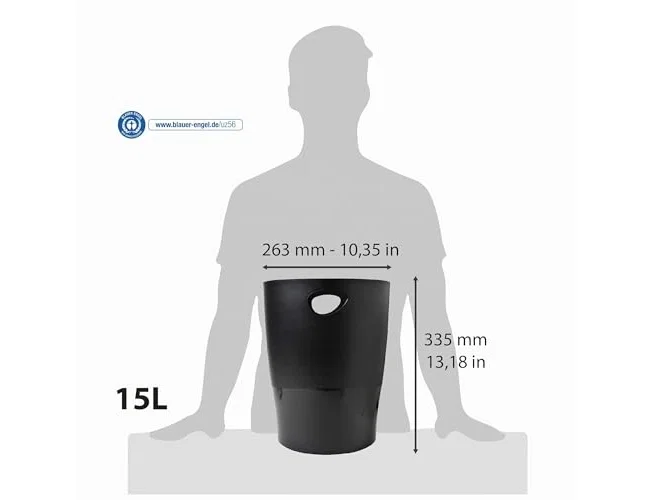 Exacompta Papelera Ecoblack Negro 15 litros