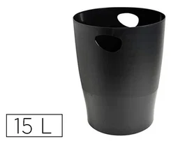 Exacompta Papelera Plástico Negro 15 Litros