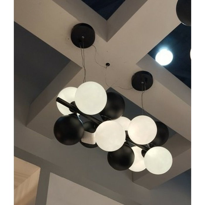 DKD Home Decor Lámpara de Techo de Metal y Cristal con Bolas Negro DKD Home Decor Lámpara de Techo de Metal y Cristal con Bolas Negro