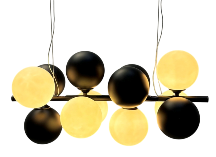 DKD Home Decor Lámpara de Techo de Metal y Cristal con Bolas Negro