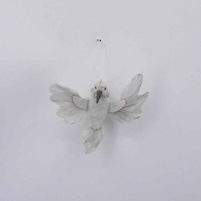 DKD Home Decor Decoracion Colgante Navidad Alpina Blanco Beige 8 x 15 x 16 cm (12 Unidades)