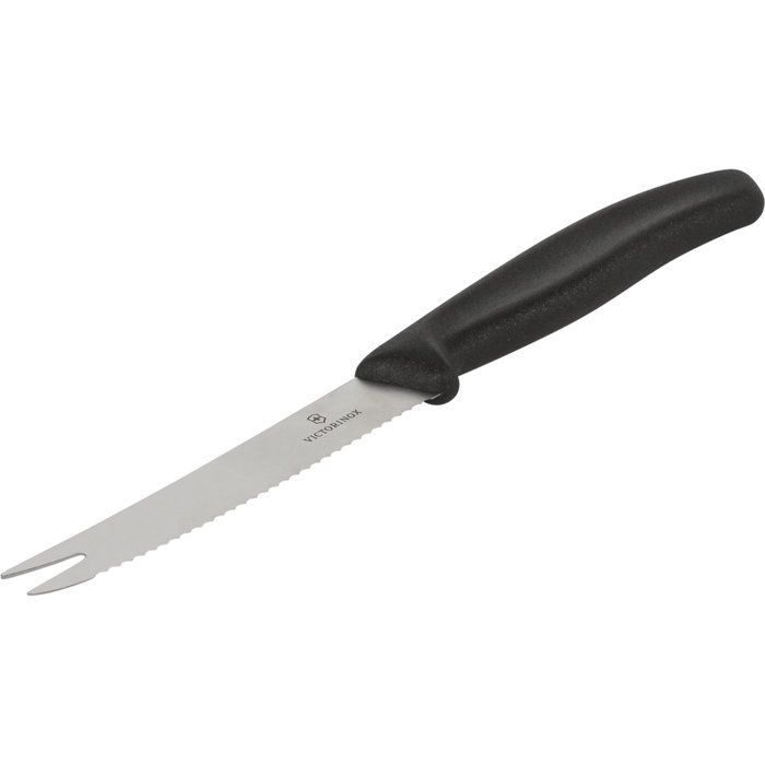 Victorinox Classic Black Cheese & Sausage Knife con hoja dentada de 11 cm de acero inoxidable.</a>