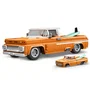 Mattel Brick 1962 Chevy Pickup Elite Hot Wheels Jft20 - Coche de Colección a Escala 1:16 con Piezas de Metal, Puertas Abatibles, Suspensión Ajustable y Tabla de Surf
