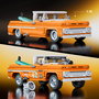 Mattel Brick 1962 Chevy Pickup Elite Hot Wheels Jft20 - Coche de Colección a Escala 1:16 con Piezas de Metal, Puertas Abatibles, Suspensión Ajustable y Tabla de Surf