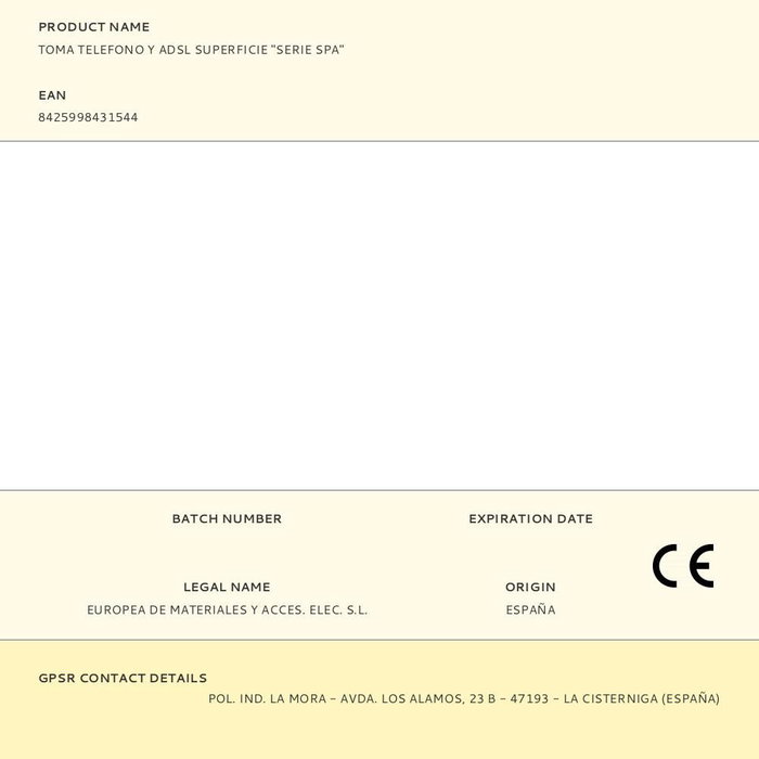 Edm Toma telefono y ADSL superficie Serie spa Blanco Polipropileno 80 x 35 x 80mm