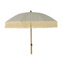 Outdoor Living By Decoris Parasol para Jardín, Verde con Diseño de Hojas y Flecos Beige, Mástil Aluminio Efecto Madera, Poliéster Protección UV 30+, Ø180 x 216 cm