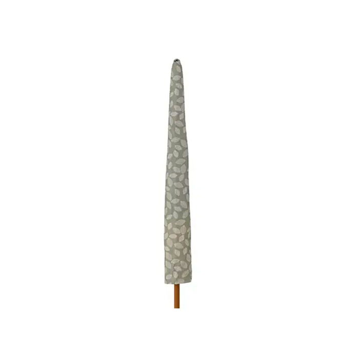 Outdoor Living By Decoris Parasol para Jardín, Verde con Diseño de Hojas y Flecos Beige, Mástil Aluminio Efecto Madera, Poliéster Protección UV 30+, Ø180 x 216 cm