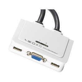 EFB Elektronik EB977 Data Switch KVM de 2 Puertos para VGA, USB y Audio, Color Blanco, Cable de 0.9 m Incluido