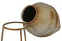 DKD Home Decor Ánfora de Metal Envejecido Beige con Pie