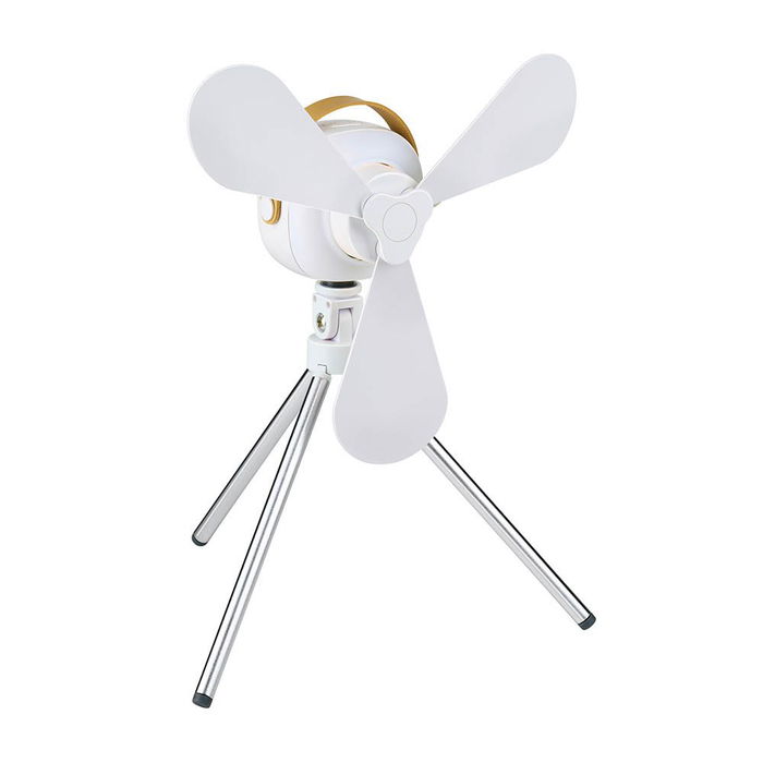 Lifetime Air Ventilador de Mesa Recargable USB, 3 Aspas, 4 Velocidades, Mando, Luz Cálida, 2200 mAh, Blanco