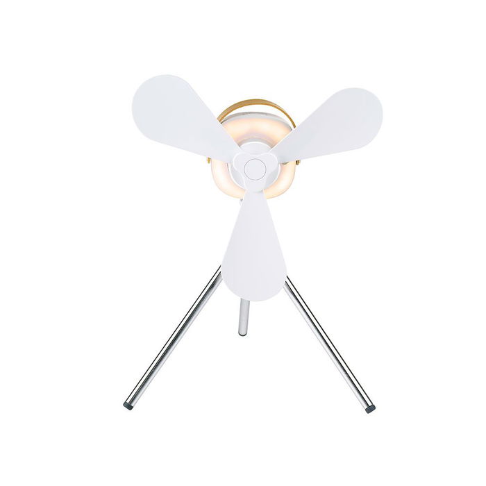 Lifetime Air Ventilador de Mesa Recargable USB, 3 Aspas, 4 Velocidades, Mando, Luz Cálida, 2200 mAh, Blanco