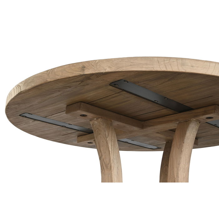 DKD Home Decor Mesa de Comedor Olmo Macizo 120x120x76 cm Natural