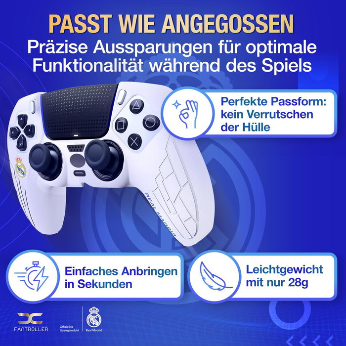 PlayStation 5 Protector de Mando Silicona White Edición Real Madrid para PS5