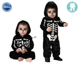 Disfraz Esqueleto Bebé para Halloween, Conjunto Negro de Mono con Huesos Blancos, Cómodo y Ajustado, para Niños de 6 a 12 Meses