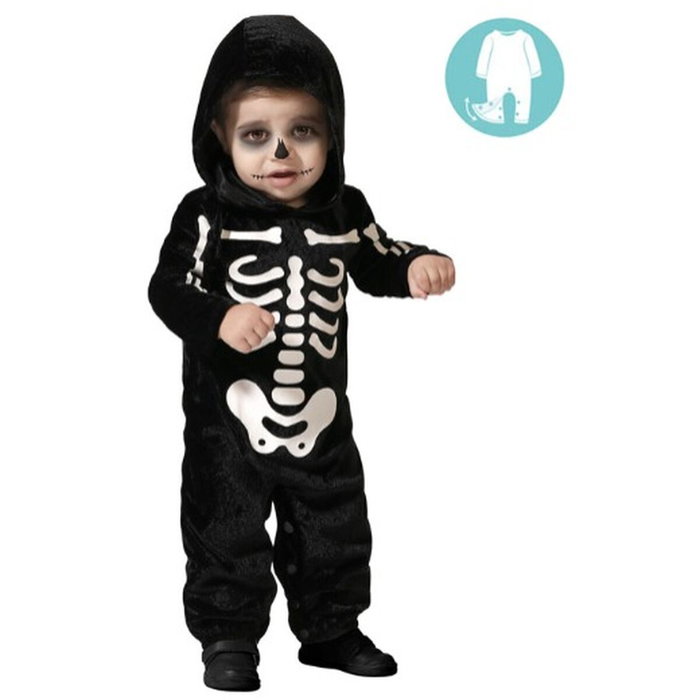 Disfraz Esqueleto Bebé para Halloween, Conjunto Negro de Mono con Huesos Blancos, 6-12 Meses Disfraz Esqueleto Bebé para Halloween, Conjunto Negro de Mono con Huesos Blancos, 6-12 Meses