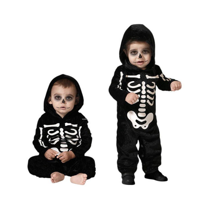 Disfraz Esqueleto Bebé para Halloween, Conjunto Negro de Mono con Huesos Blancos, 6-12 Meses Disfraz Esqueleto Bebé para Halloween, Conjunto Negro de Mono con Huesos Blancos, 6-12 Meses
