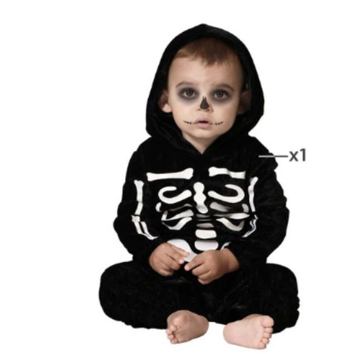 Disfraz Esqueleto Bebé para Halloween, Conjunto Negro de Mono con Huesos Blancos, 6-12 Meses Disfraz Esqueleto Bebé para Halloween, Conjunto Negro de Mono con Huesos Blancos, 6-12 Meses