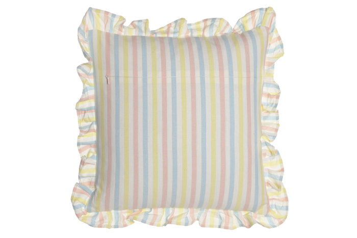 DKD Home Decor Cojín de Algodón 45x45 con Volantes y Rayas Multicolor DKD Home Decor Cojín de Algodón 45x45 con Volantes y Rayas Multicolor