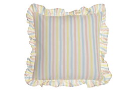 DKD Home Decor Cojín de Algodón 45x45 con Volantes y Rayas Multicolor